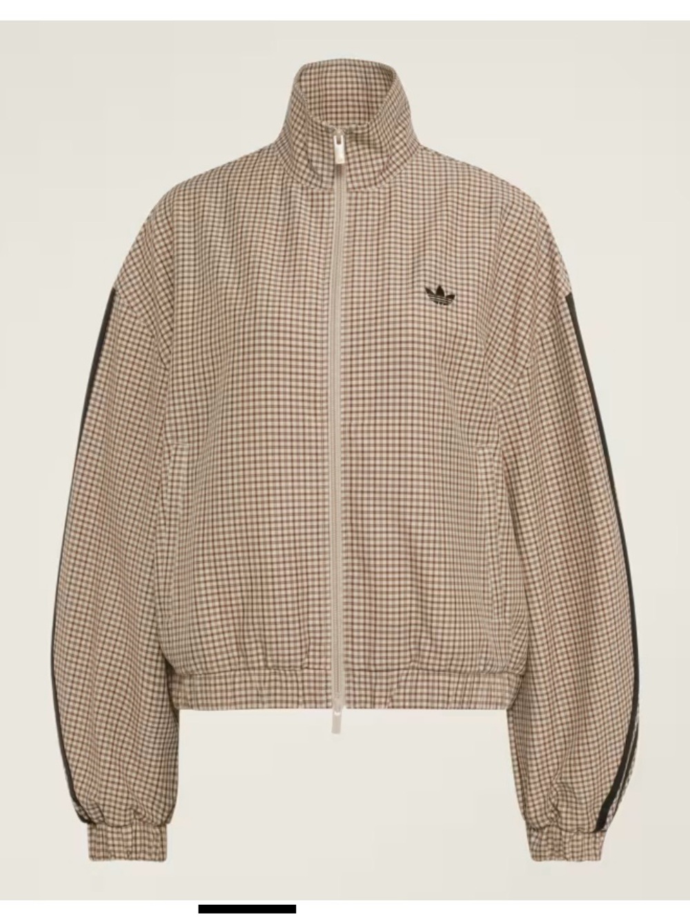 adidas Checks Track Top in Beige and Brown Plaid